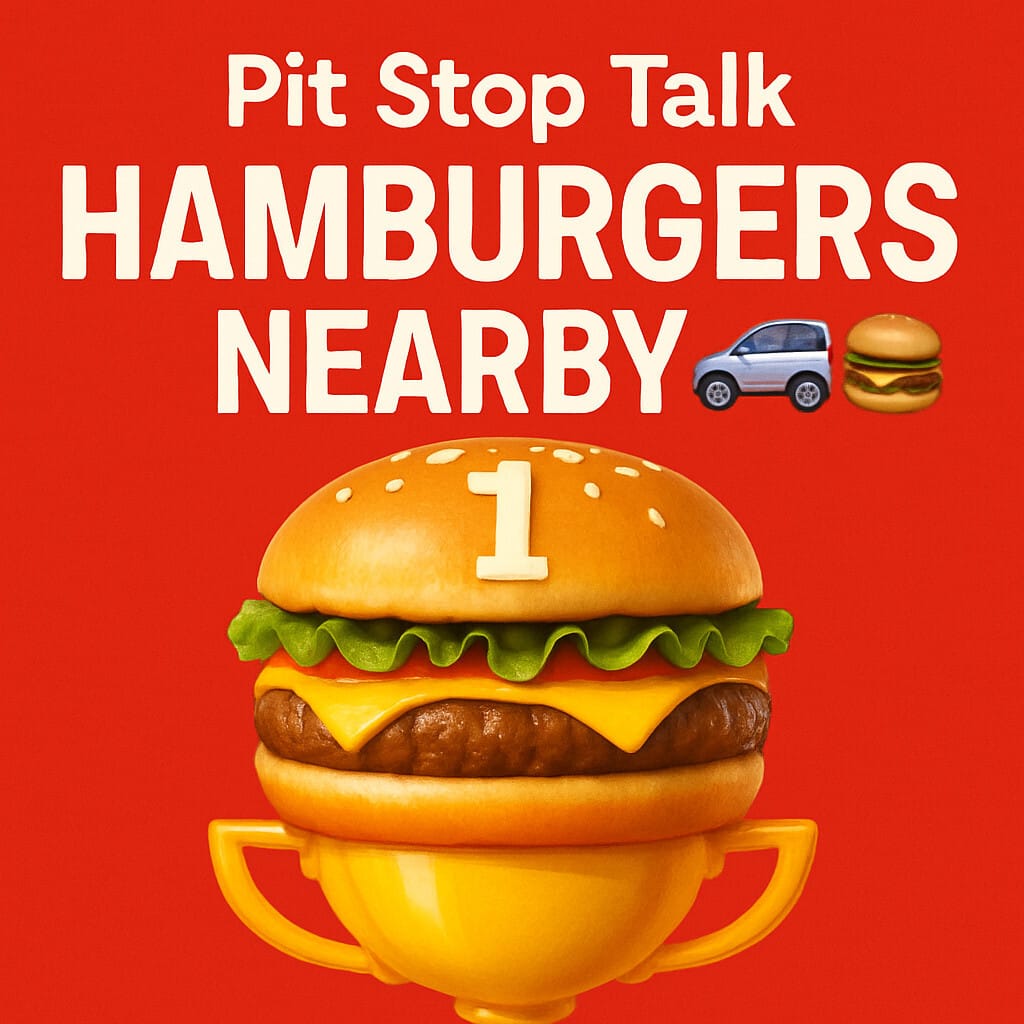 Hamburger promotion with car icon.