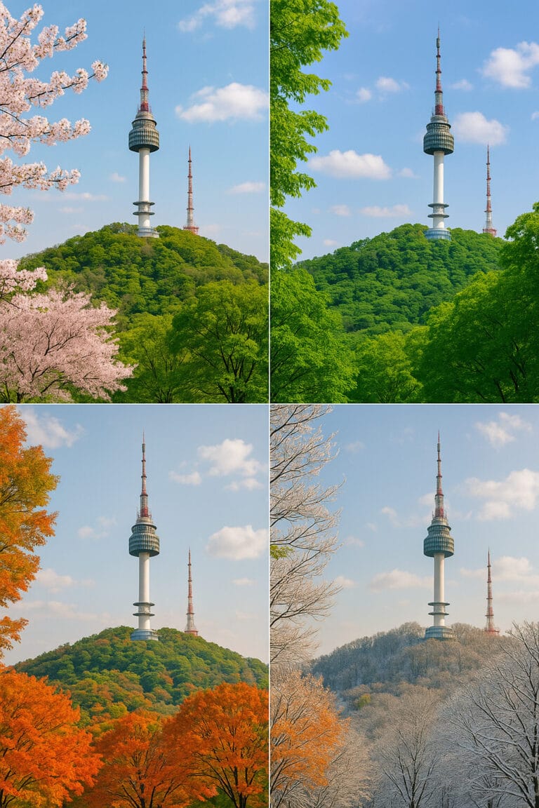 Four seasons around Namsan Tower