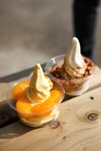 island way sorbet Two cups of soft serve ice cream